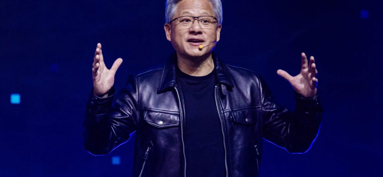 Nvidia CEO Jensen Huang speaking on stage