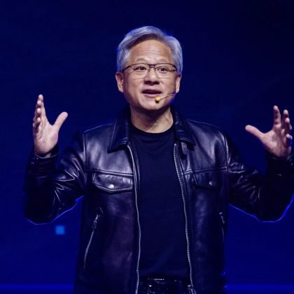 Nvidia CEO Jensen Huang speaking on stage