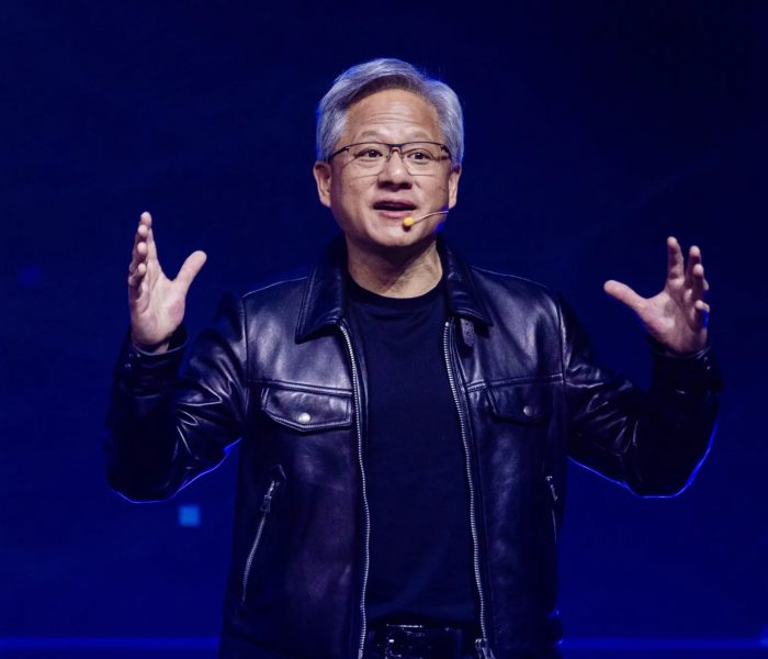 Nvidia CEO Jensen Huang speaking on stage
