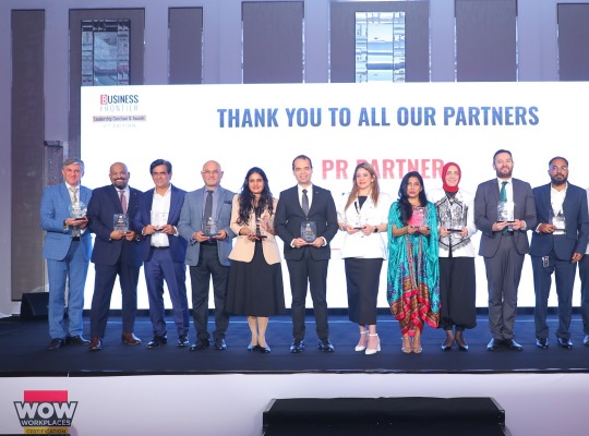 Award winners on stage at the second Business Frontier Leadership Conclave and Awards, Taj Dubai