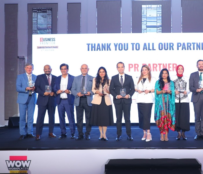 Award winners on stage at the second Business Frontier Leadership Conclave and Awards, Taj Dubai