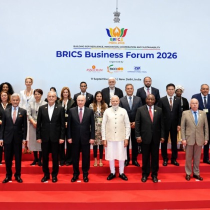 Leaders at the 2026 BRICS Summit in New Delhi