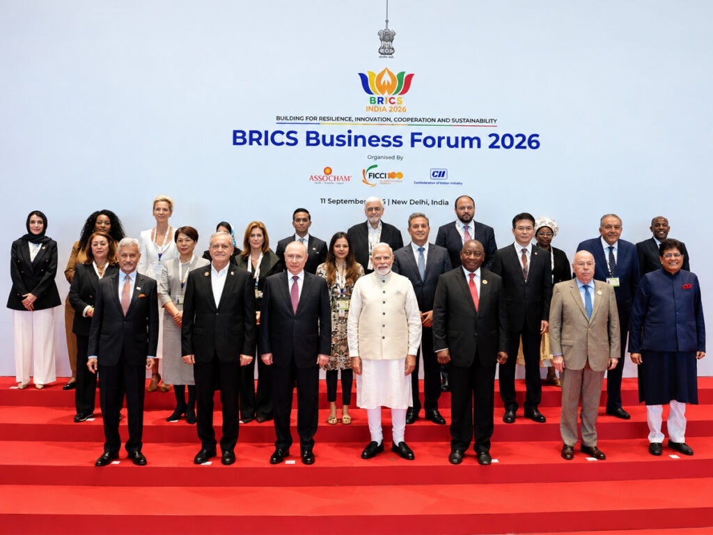 Leaders at the 2026 BRICS Summit in New Delhi